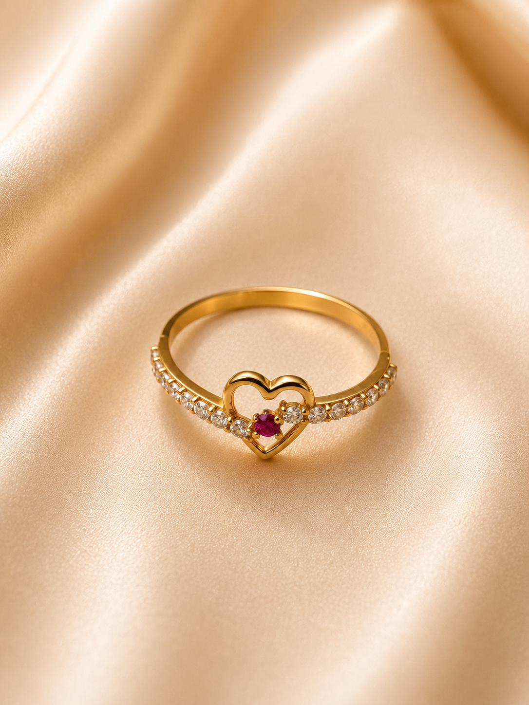 Eternal Devotion Heart Ring – Delicate Gold Pave Promise Ring