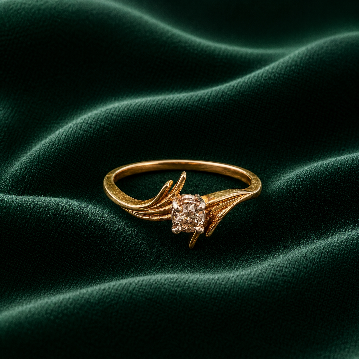 The Seraphina Sculpted Vine Solitaire Bypass Ring