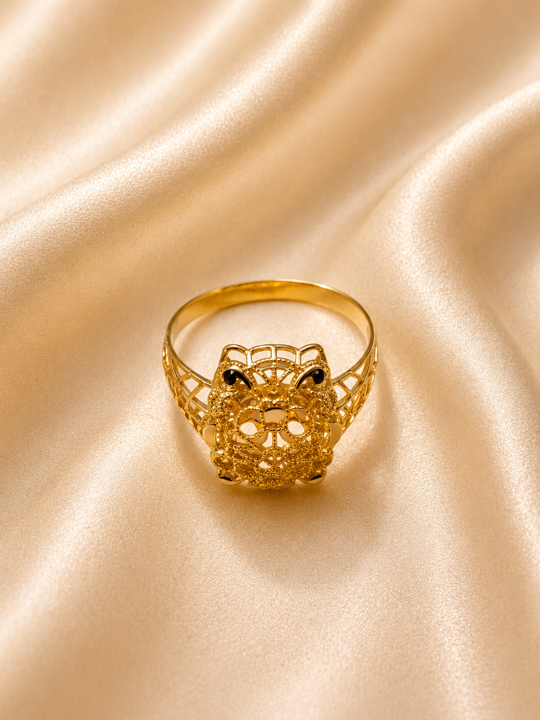 Ornate Renaissance Frog Ring – 18K Gold Statement Filigree Ring