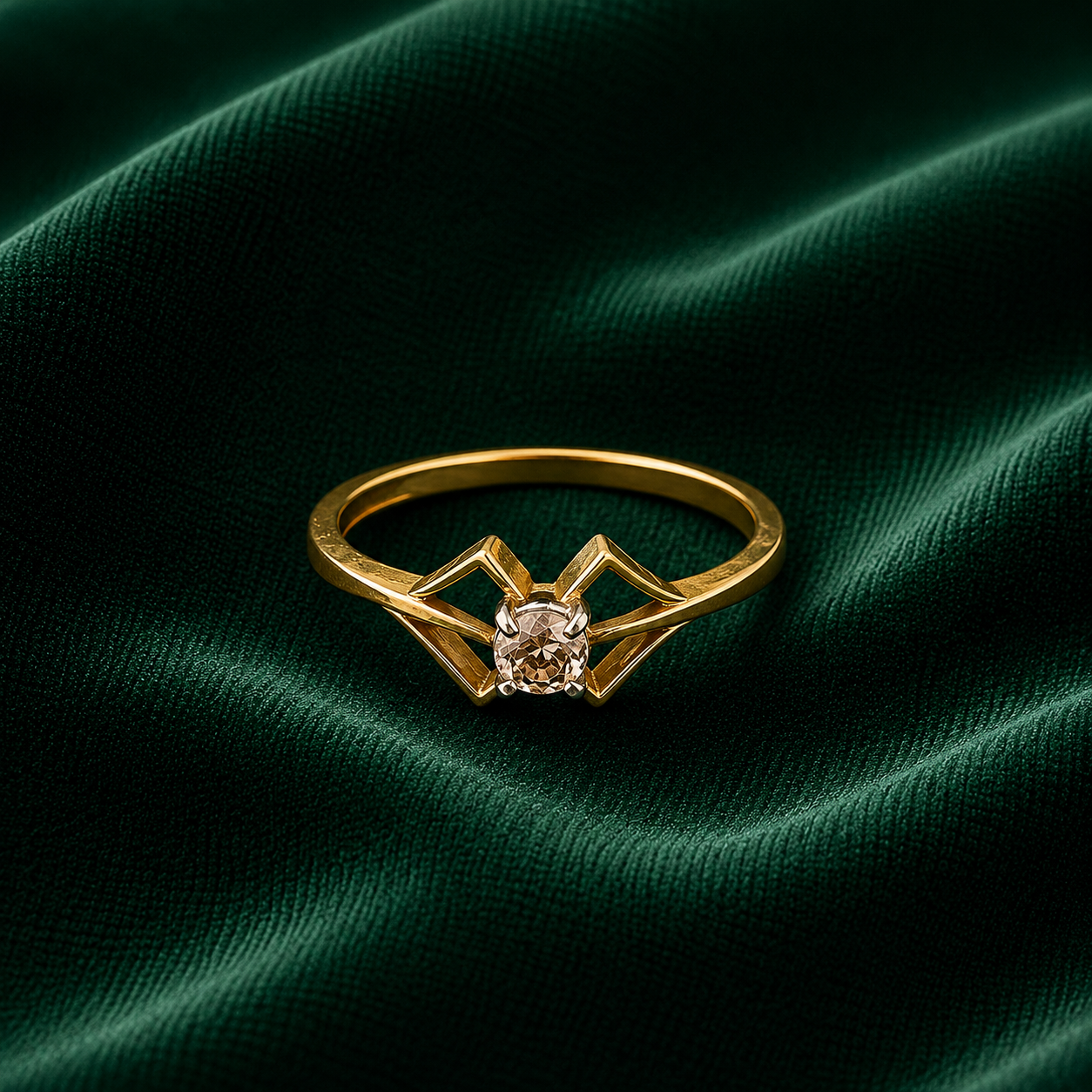 The Valkyrie Geometric Solitaire Bow Ring