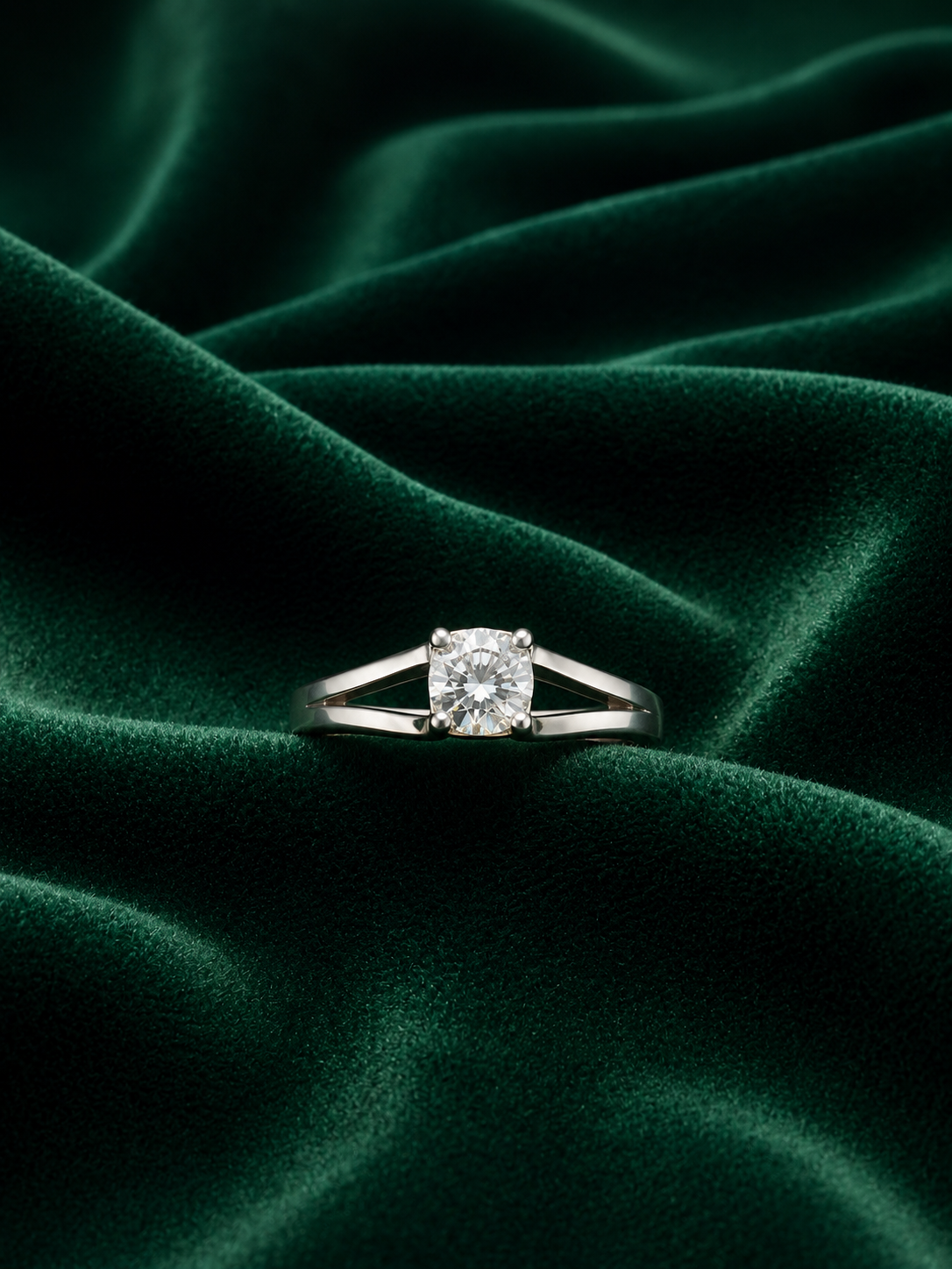 925 Sterling Silver Round Cut Solitaire Ring | Premium Split-Shank Promise & Engagement Ring