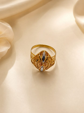 Vintage-Inspired Regal Ruby & Black Spinel Accent Gold Ring