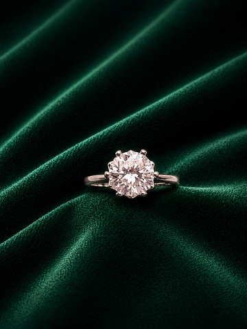 Anum’s Collection Vintage Floral Round-Cut Solitaire Ring in Sterling Silver
