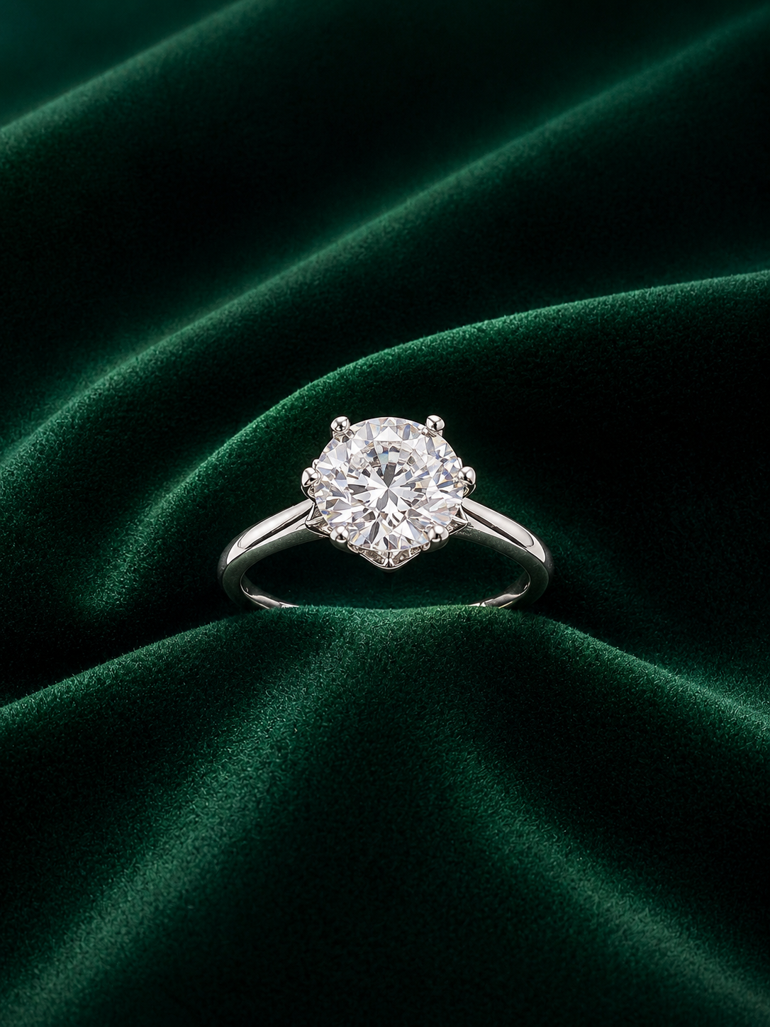 Anum’s Collection Regal Six-Prong Round Cut Solitaire Ring in Sterling Silver