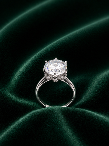 Anum’s Collection Royal Crown Solitaire Ring with Hidden Halo in Sterling Silver