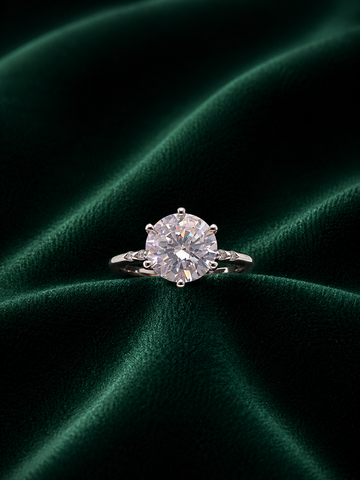Anum’s Collection Celestial Six-Prong Round Cut Ring with Marquise Accents in Sterling Silver