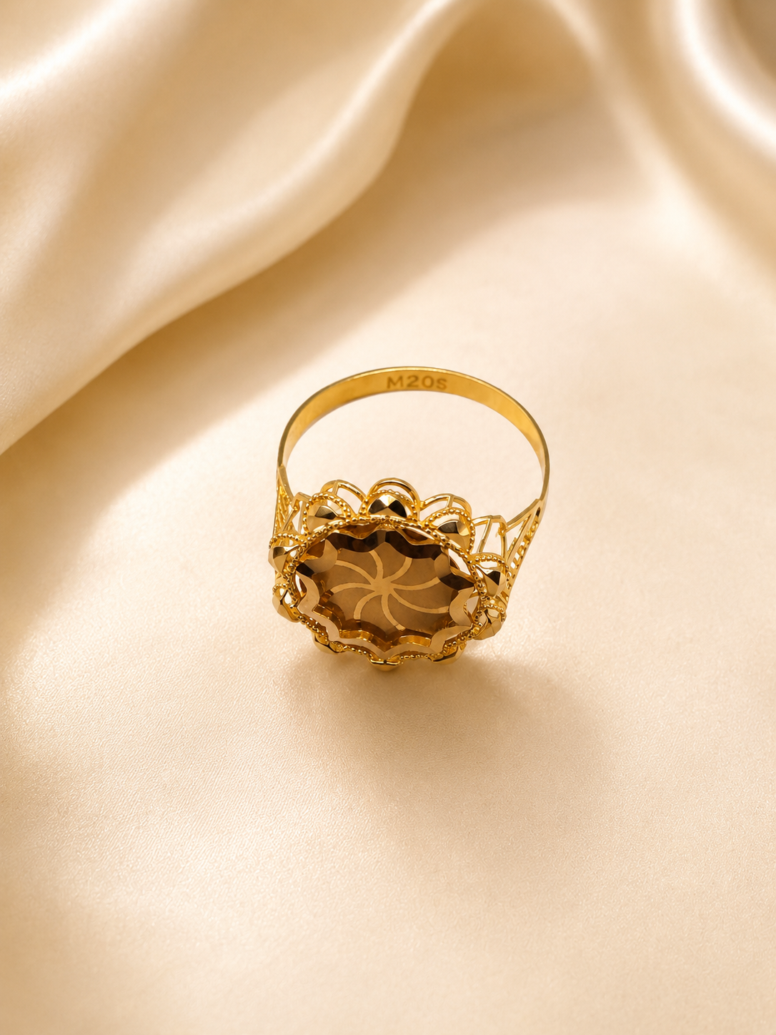 Statement Gold Flower Ring with Two-Tone Filigree Details