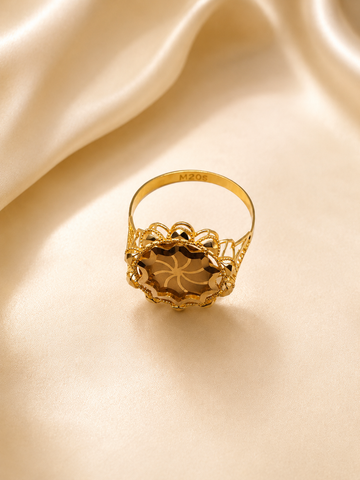 Statement Gold Flower Ring with Two-Tone Filigree Details