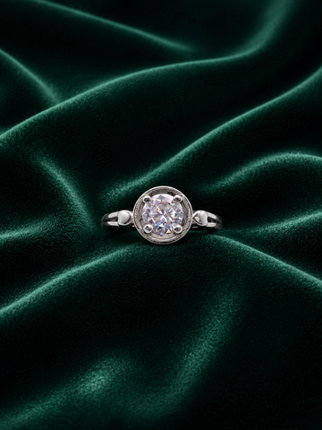 Antique Style Silver Promise Ring with Heart Detailed Split Band