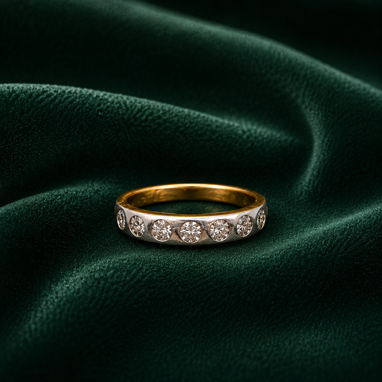 The Valencia Two-Tone Bezel Set Eternity Band