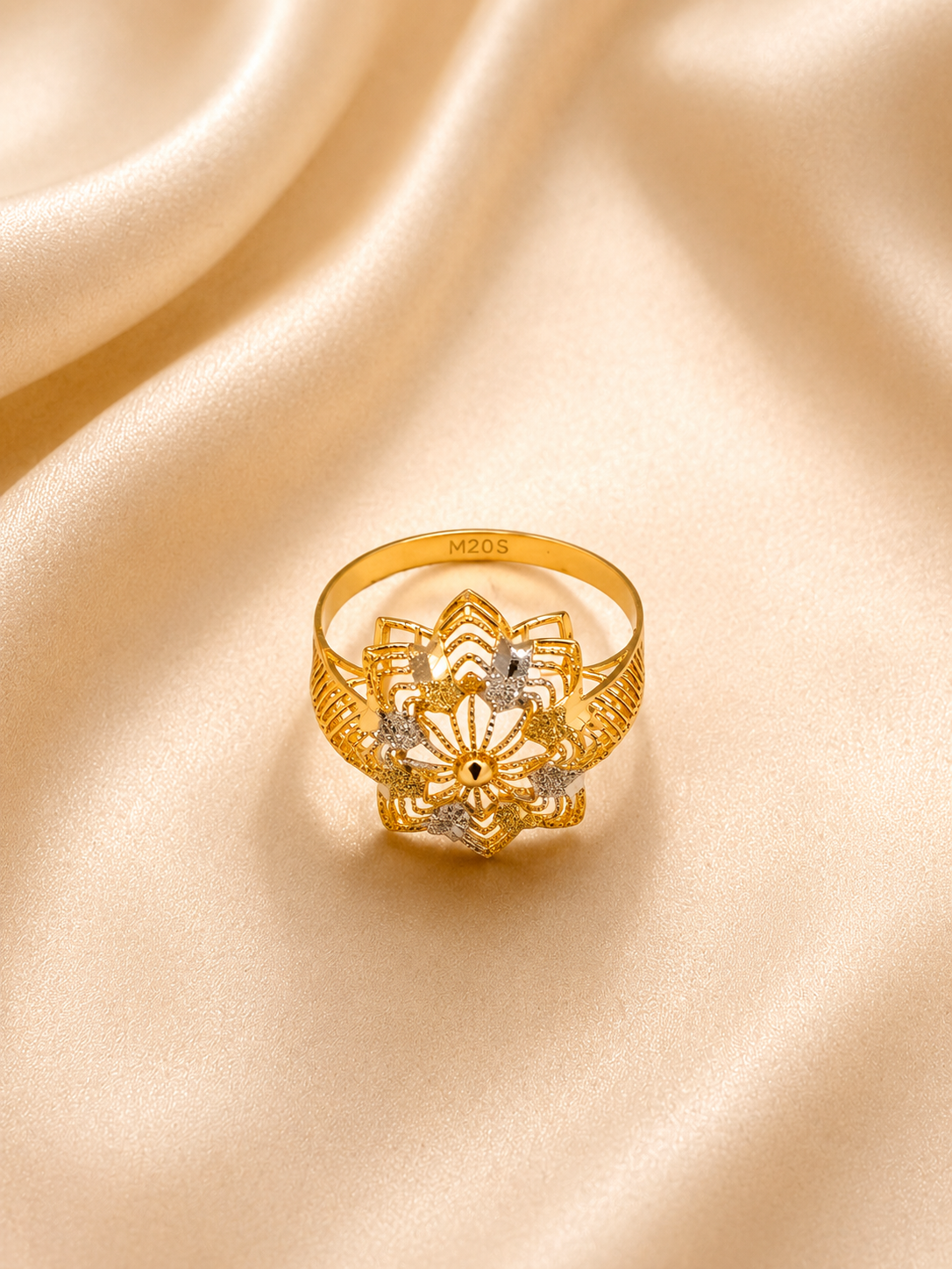 Contemporary Swirl Sunburst Gold Statement Ring