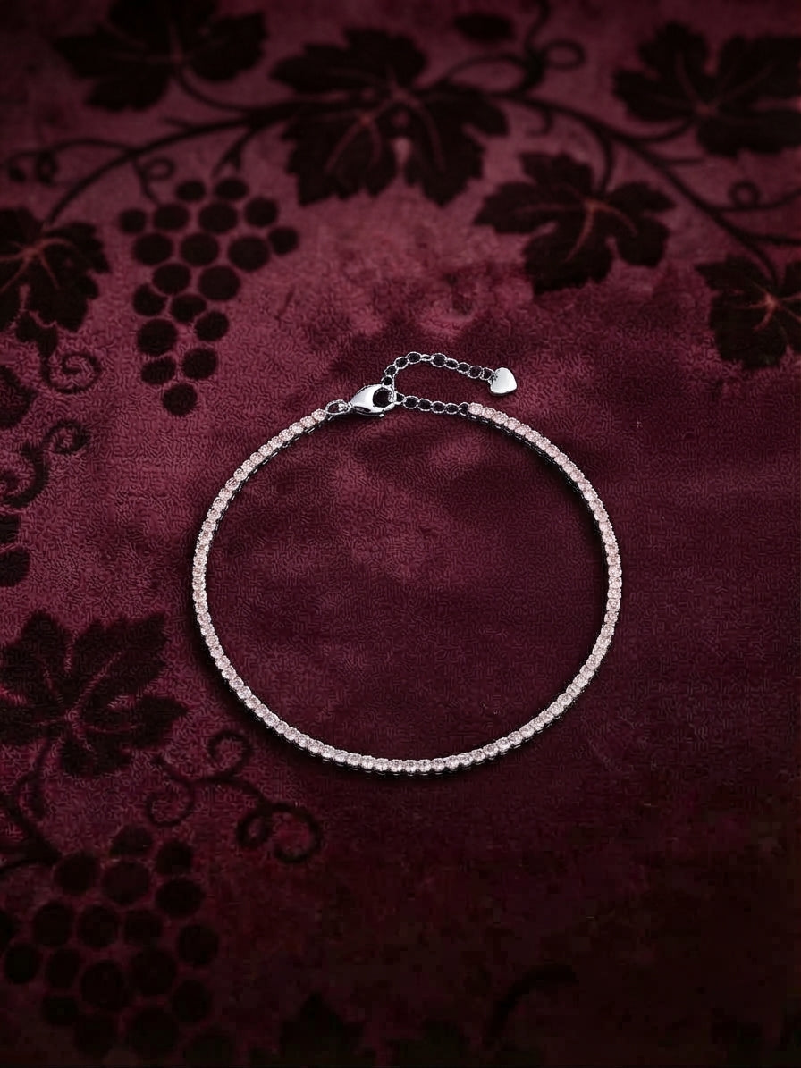 Delicate Light Pink Zirconia Tennis Bracelet in Silver Finish