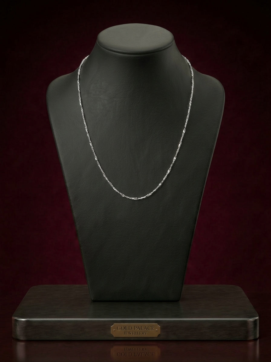 Twisted Singapore Station Chain Necklace in 925 Pure Silver