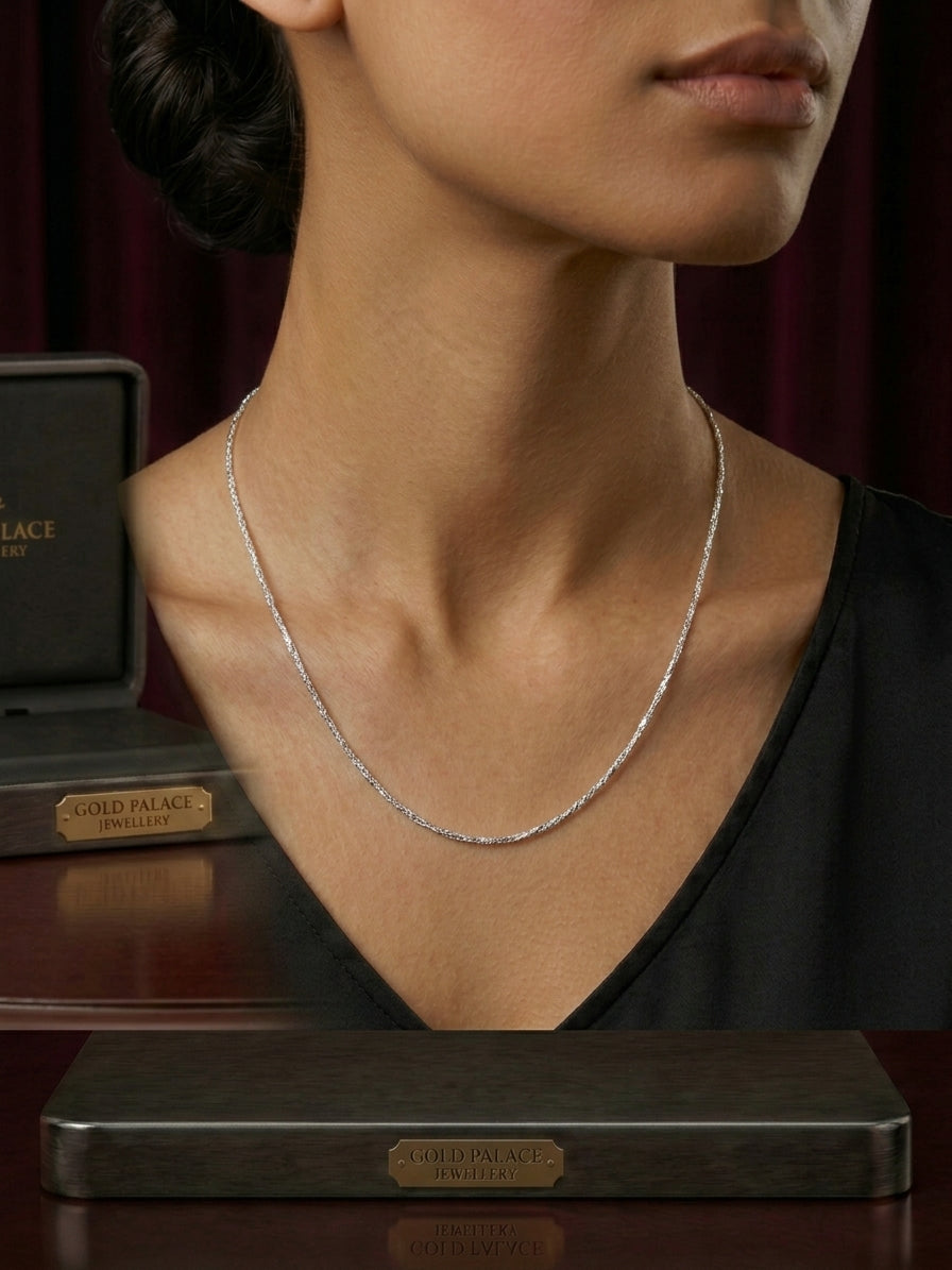 Twisted Singapore Station Chain Necklace in 925 Pure Silver