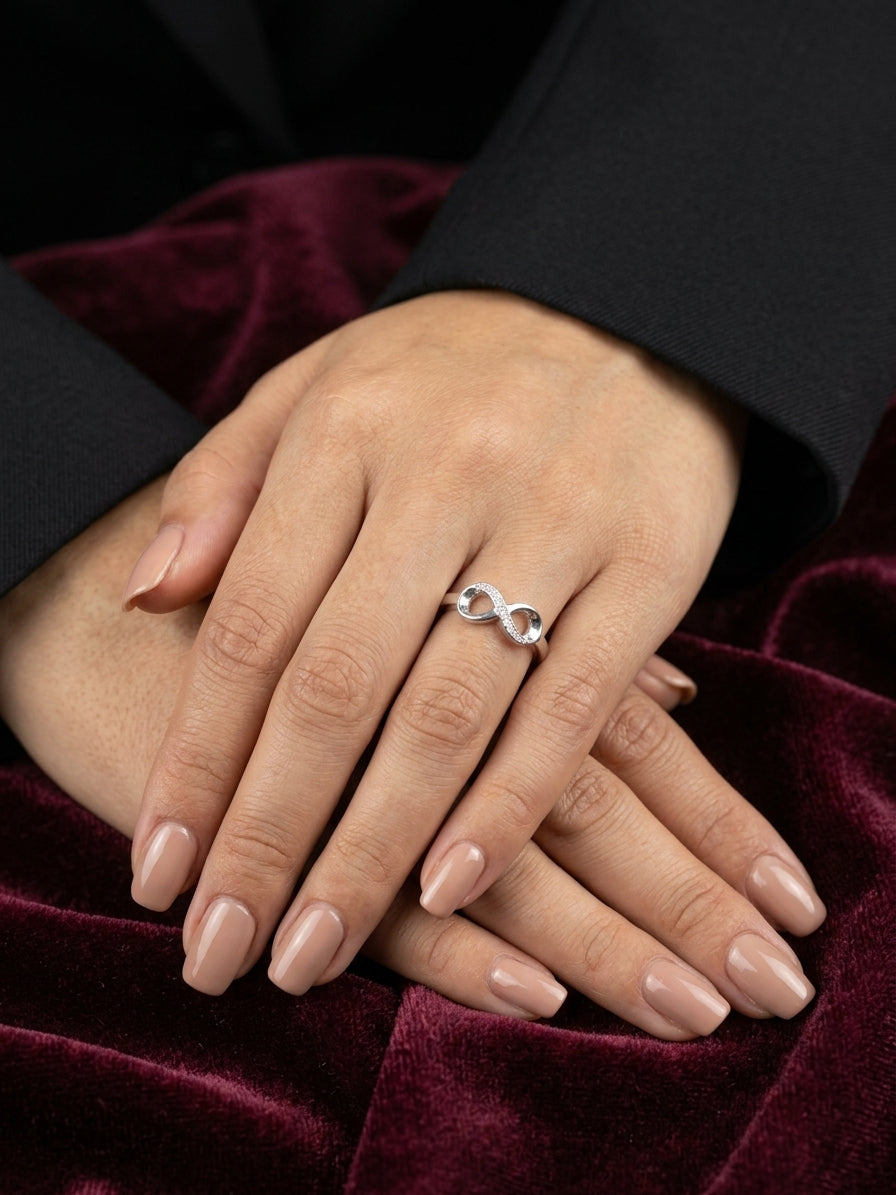Infinite Love Zirconia Ring in Silver Finish