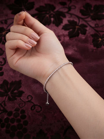 Delicate Light Pink Zirconia Tennis Bracelet in Silver Finish