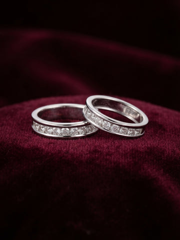 Eternal Bond Matching Couple Rings in Silver Finish