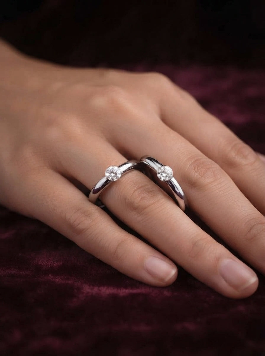 Eternal Bond Matching Couple Rings in Silver Finish