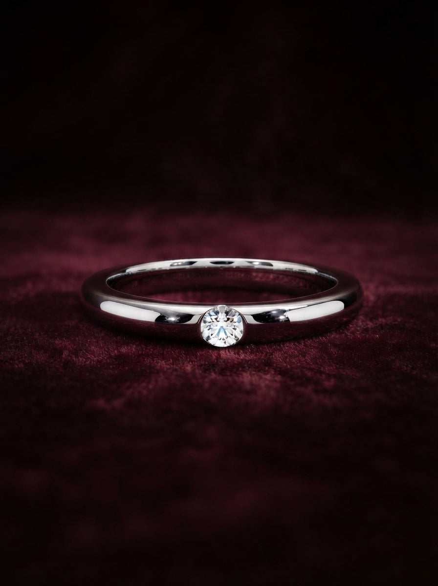 Classic Solitaire Bezel-Set Zirconia Band in Silver Finish