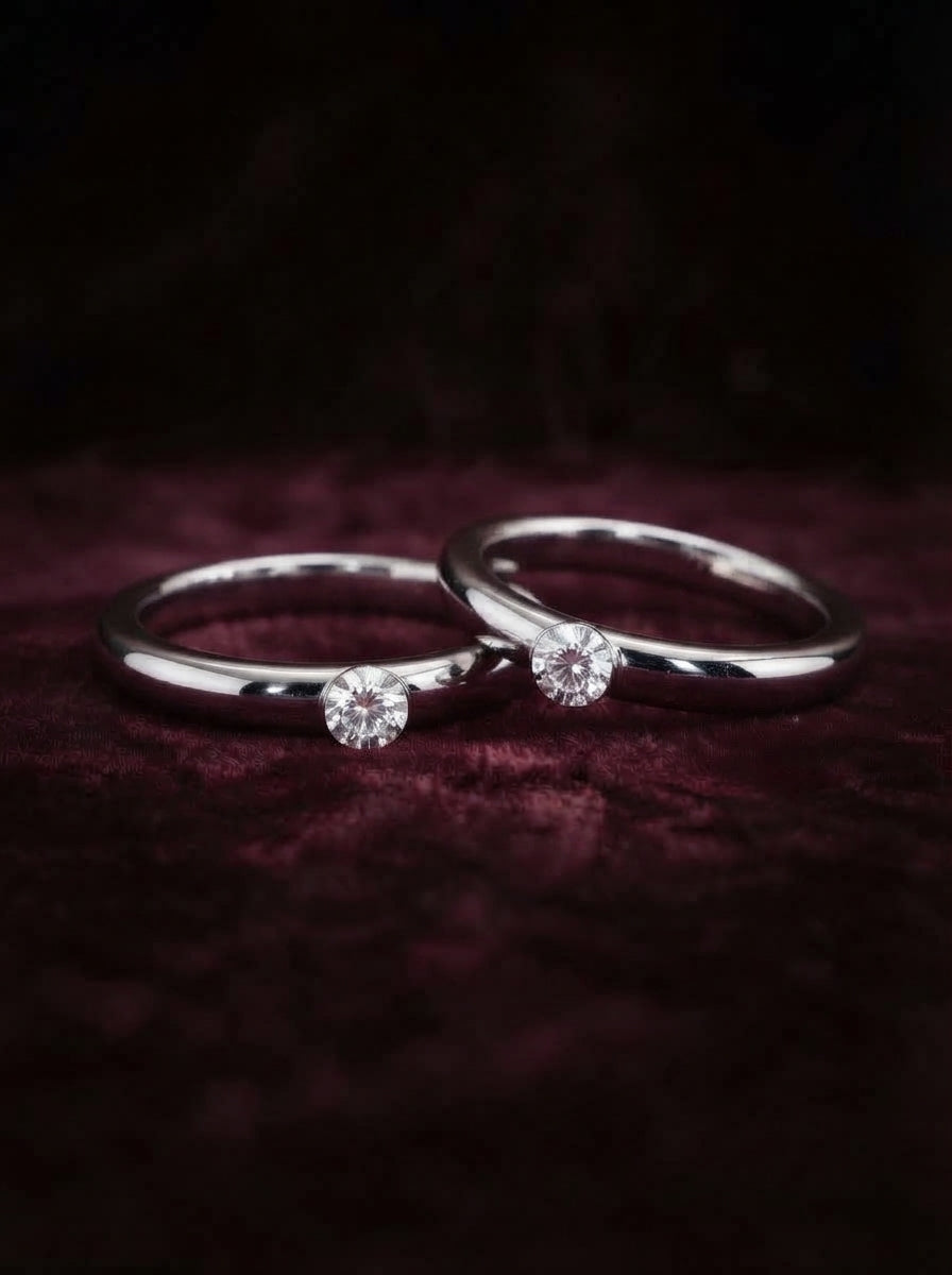 Eternal Bond Matching Couple Rings in Silver Finish