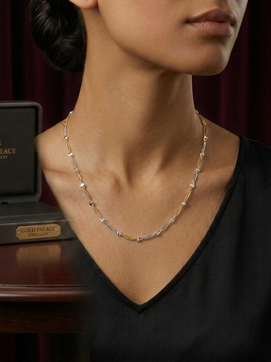 Multi-Colour Chain Necklace in 925 Pure Silver