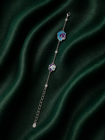 Secret Garden Enamel Rose Chain Bracelet in Sterling Silver