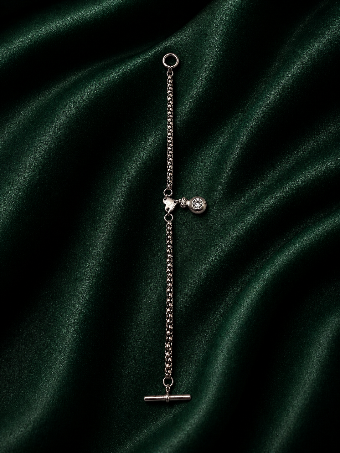 Serenity Beaded Chain Solitaire Toggle Bracelet