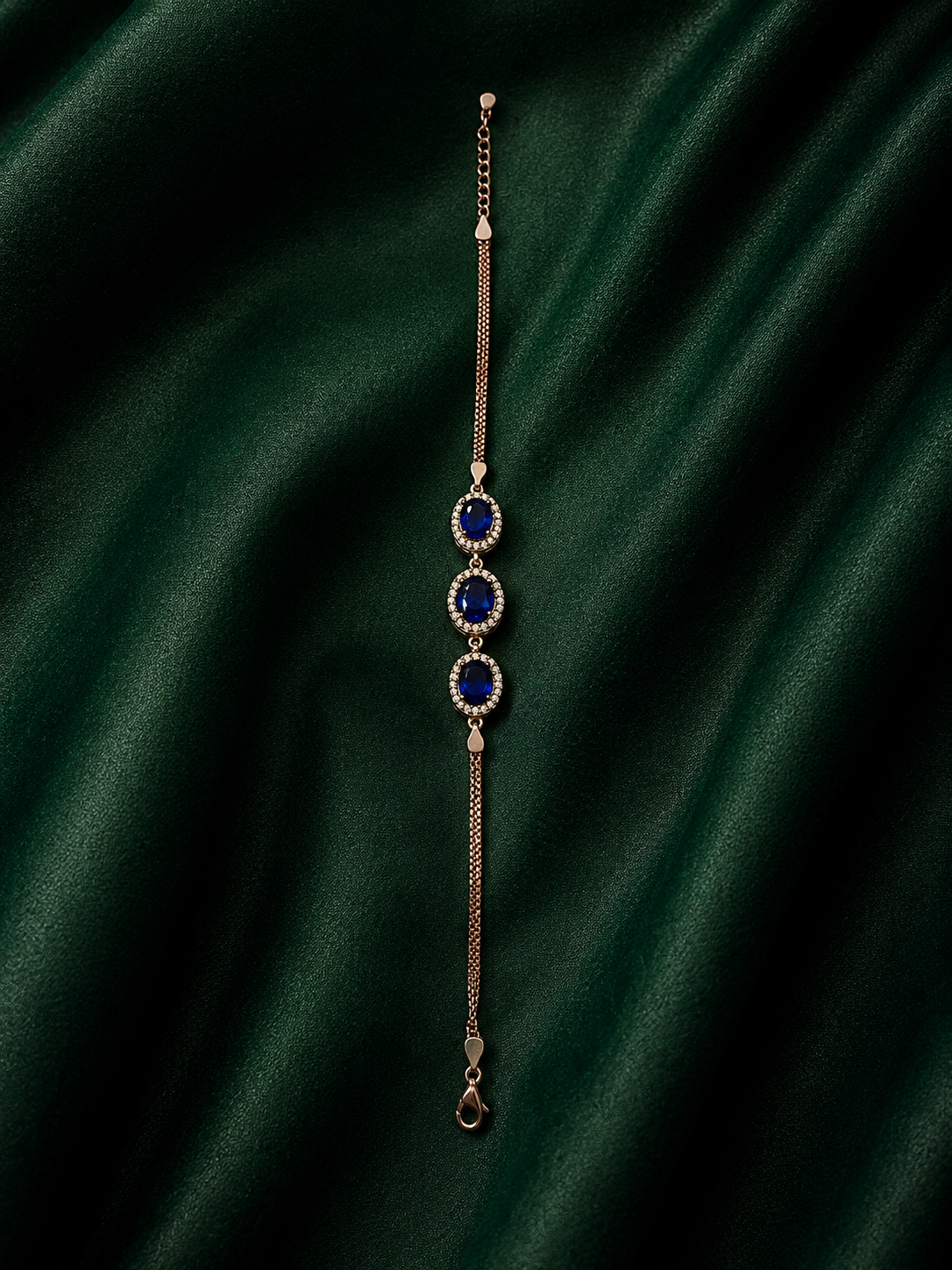 Royal Azure Blue Sapphire Oval Halo Bracelet