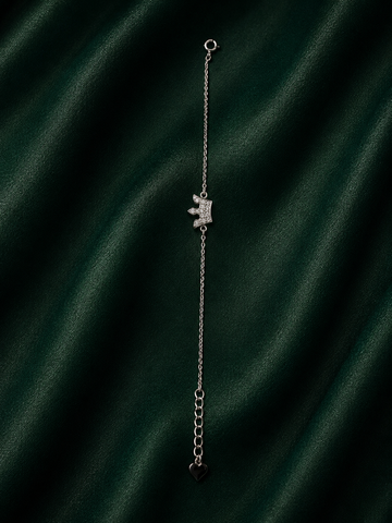 Majestic Pavé Crown Charm Sterling Silver Bracelet