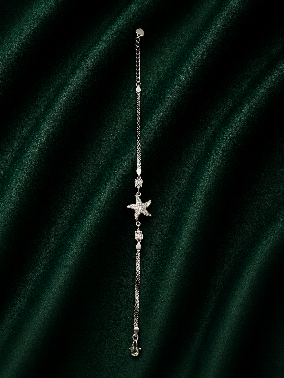 Under The Sea Sterling Silver Starfish & Flora Charm Bracelet