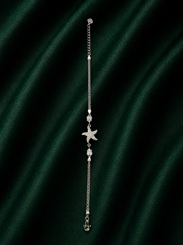 Under The Sea Sterling Silver Starfish & Flora Charm Bracelet