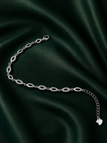 Sterling Silver Dainty Marquise Eye Crystal Link Bracelet