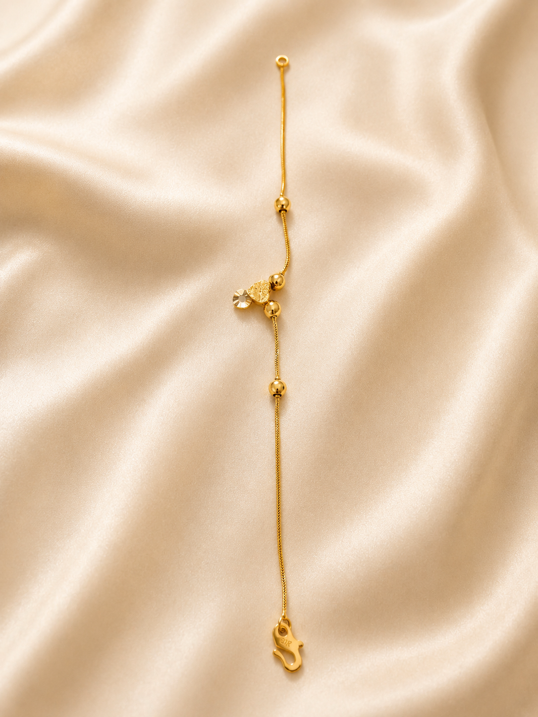 Minimalist Gold Beaded Charm Bracelet ,Heart Charm Bracelet for Women