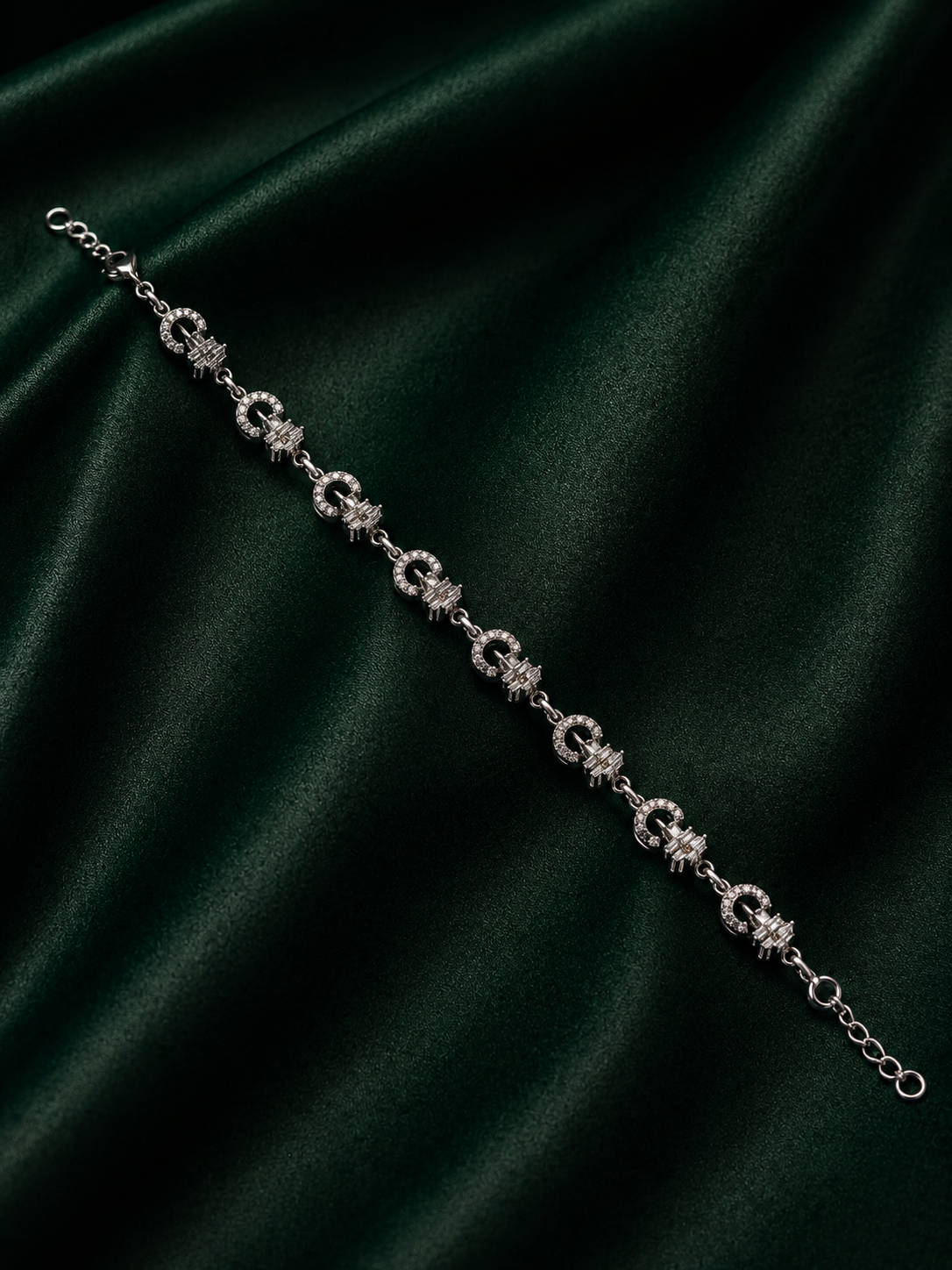Art Deco Baguette Crystal Eternity Link Bracelet