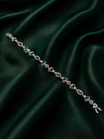 Evelyn Infinite Hearts Link Bracelet – Silver Pave Crystal Tennis Bracelet