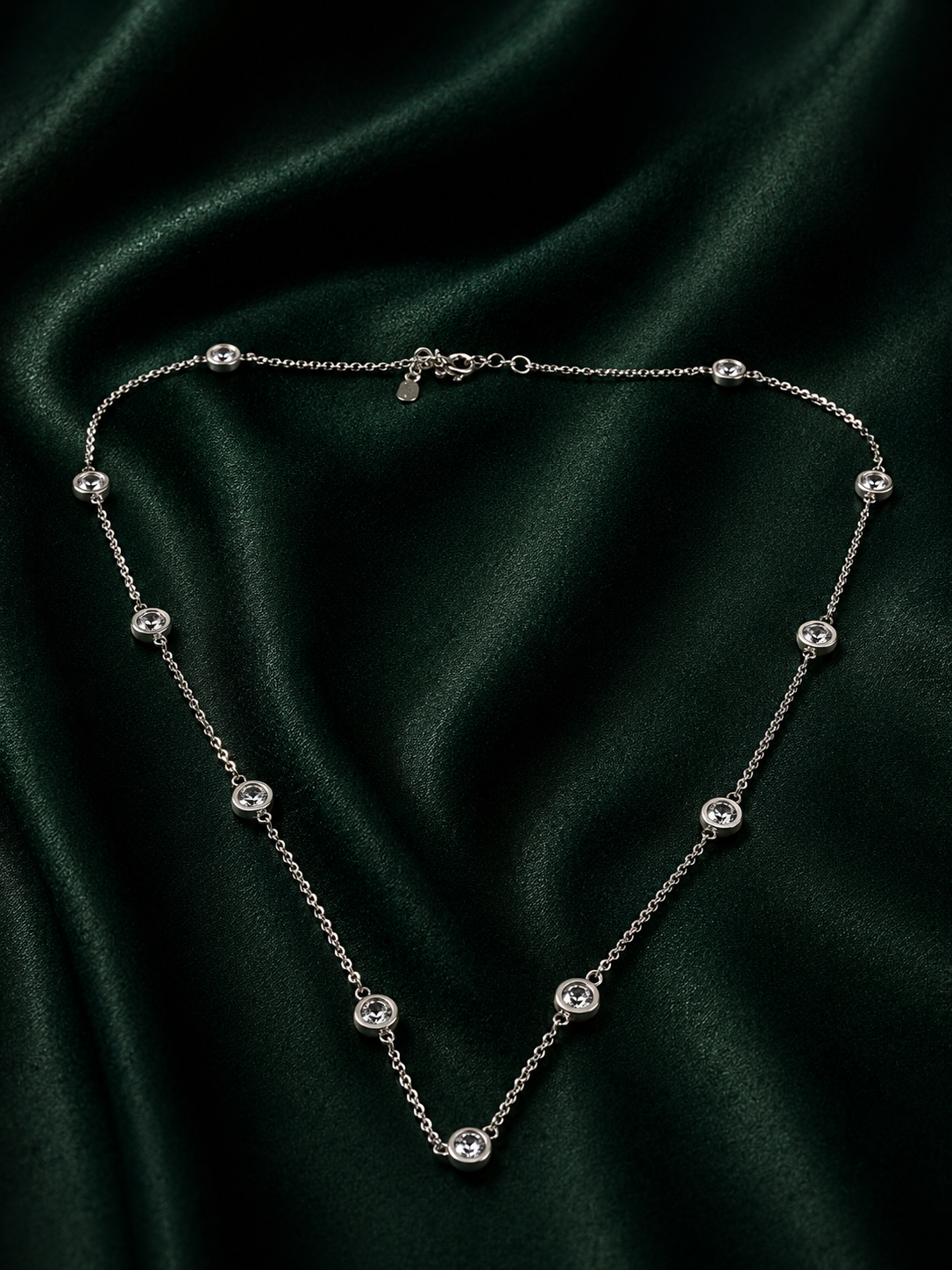 Classic Bezel-Set Crystal Station Chain Necklace