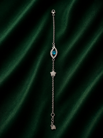 Dainty Silver Evil Eye Protective Bracelet with Sparkling Crystal Star