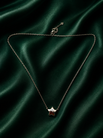 Sterling Silver Polished 3D Puffy Star Pendant Necklace