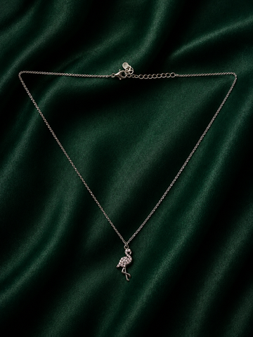 Sterling Silver Pave Flamingo Pendant Necklace – Dainty Whimsical Charm Necklace