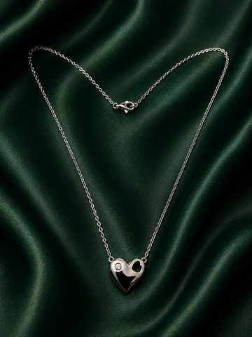 Sterling Silver Sculpted Open Heart Necklace – Dainty Silver Floating Heart Pendant