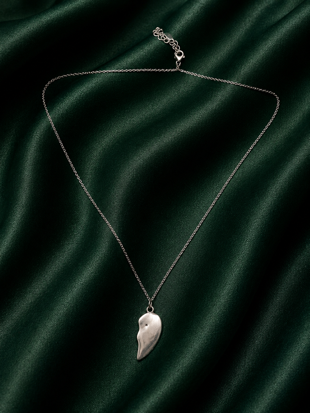 Minimalist Sterling Silver Abstract Fluid Heart Pendant Necklace