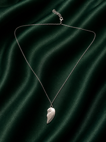 Minimalist Sterling Silver Abstract Fluid Heart Pendant Necklace