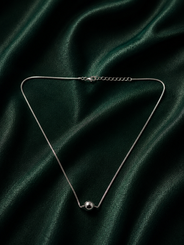 Sleek Silver Ball Pendant Minimalist Snake Chain Necklace