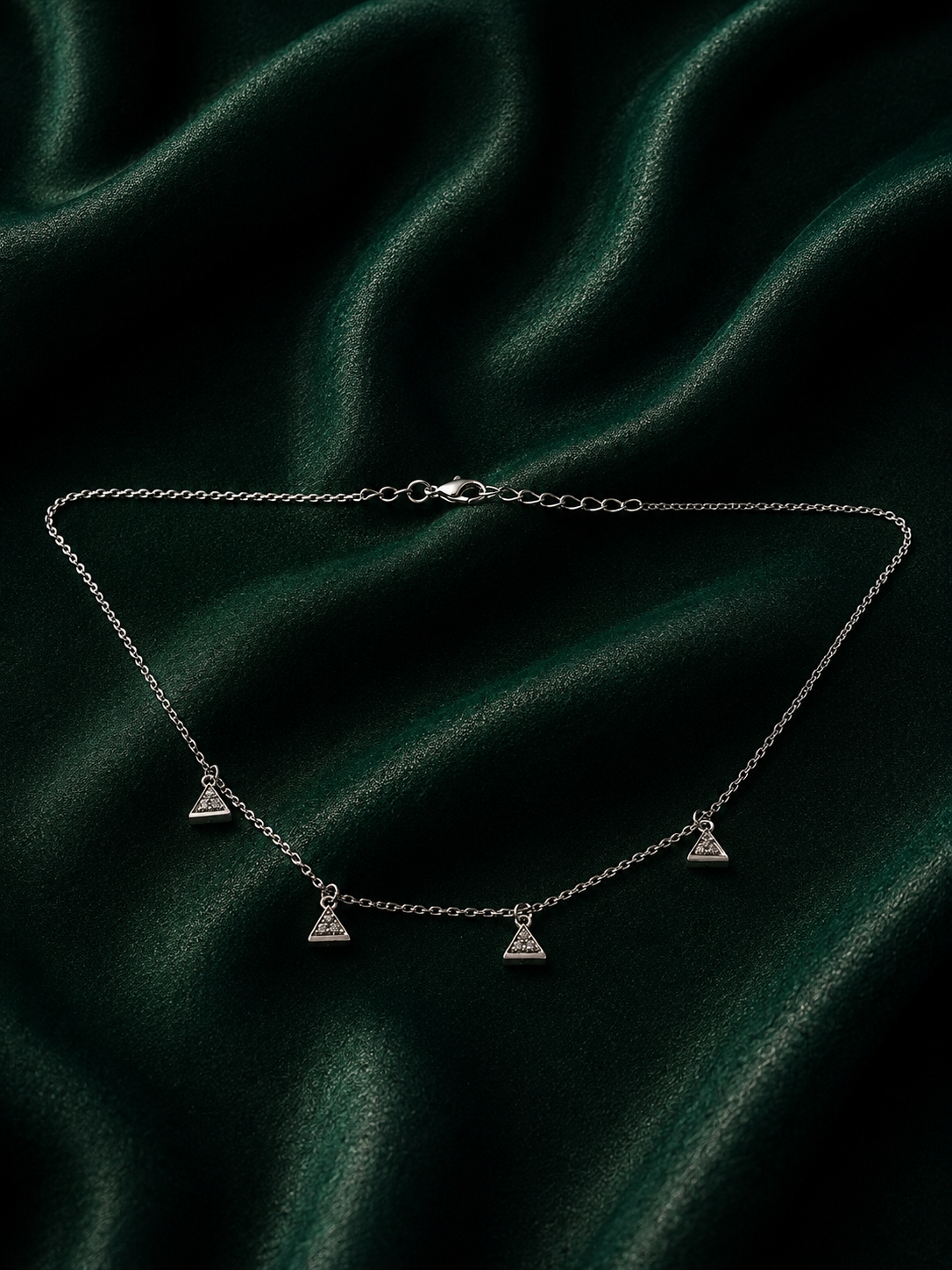 Geometric Multi-Triangle Drop Charm Choker Necklace