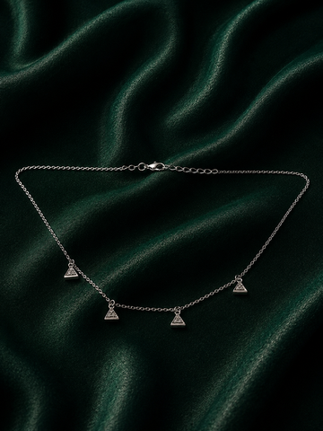 Geometric Multi-Triangle Drop Charm Choker Necklace