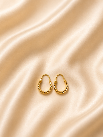 Twist & Shimmer Gold Drop Hoop Earrings