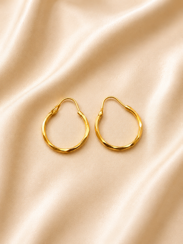 Diamond-Cut Gold Twist Hoop Earrings