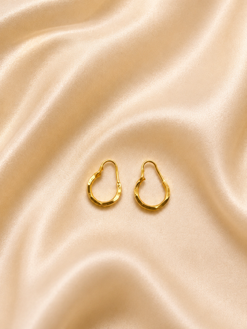 Sculpted Pear Hoop Earrings in Gold