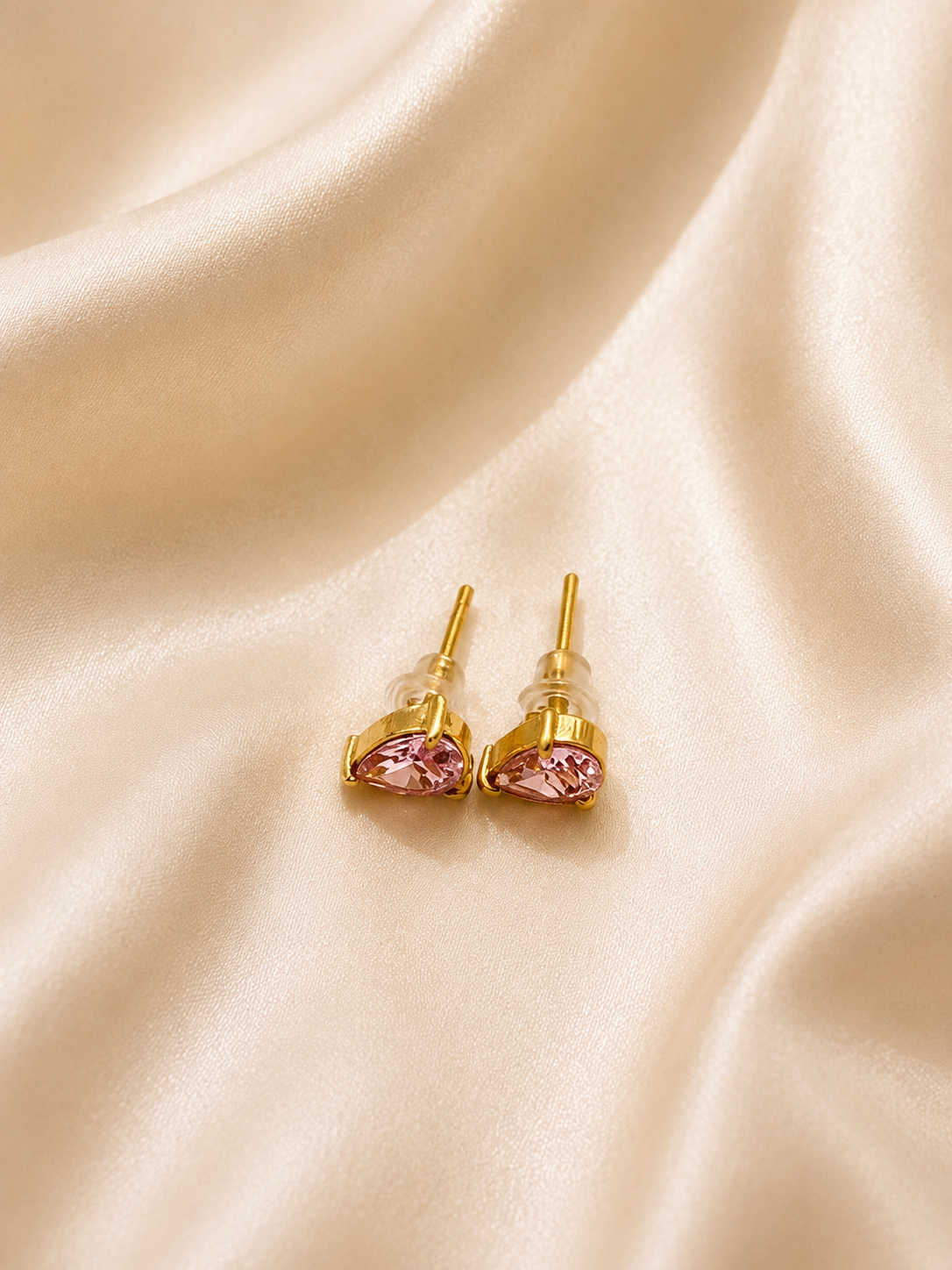 Oval Cut Aquamarine Blue Crystal Stud Earrings | 18K Gold Plated Solitaire Studs