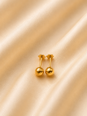 Gold High-Shine Ball Stud Earrings – Classic Spheres